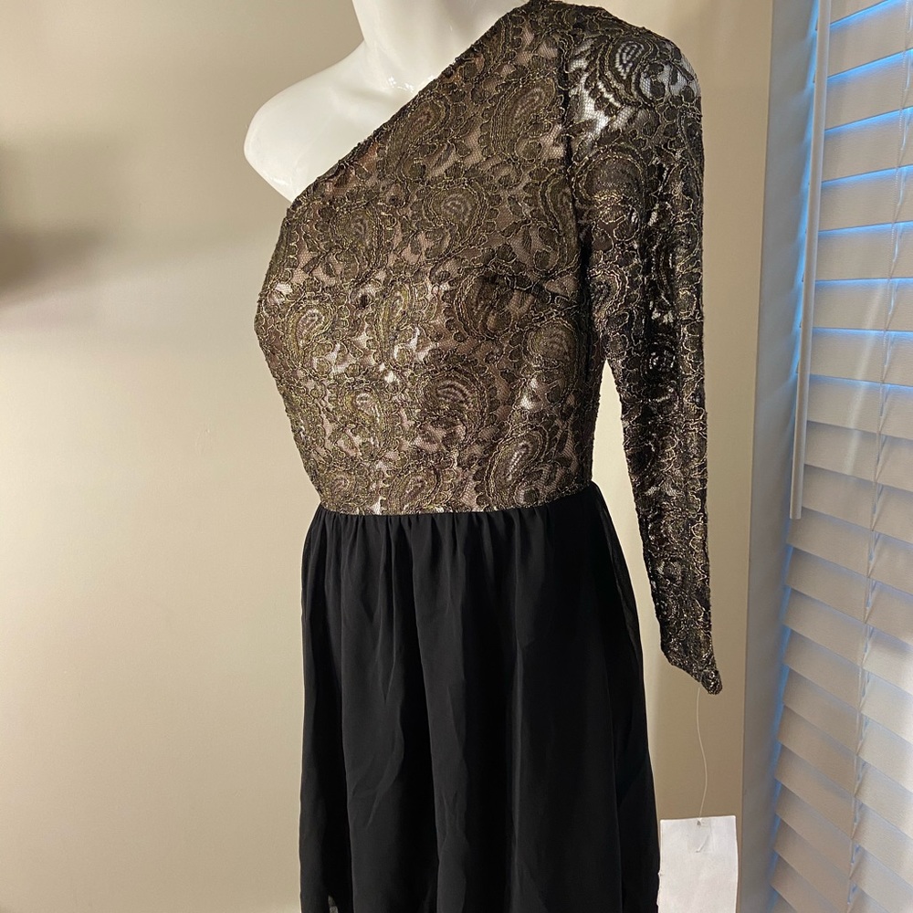 KENSIE Black Gold Lace Dress 4 $118 NWT